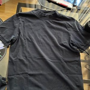 Topman Extra Small Black Short Sleeve Mock Turtleneck Raised Collar Shirt